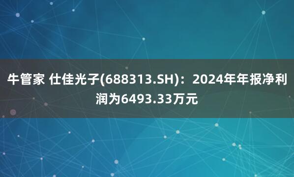 牛管家 仕佳光子(688313.SH)：2024年年报净利润为6493.33万元